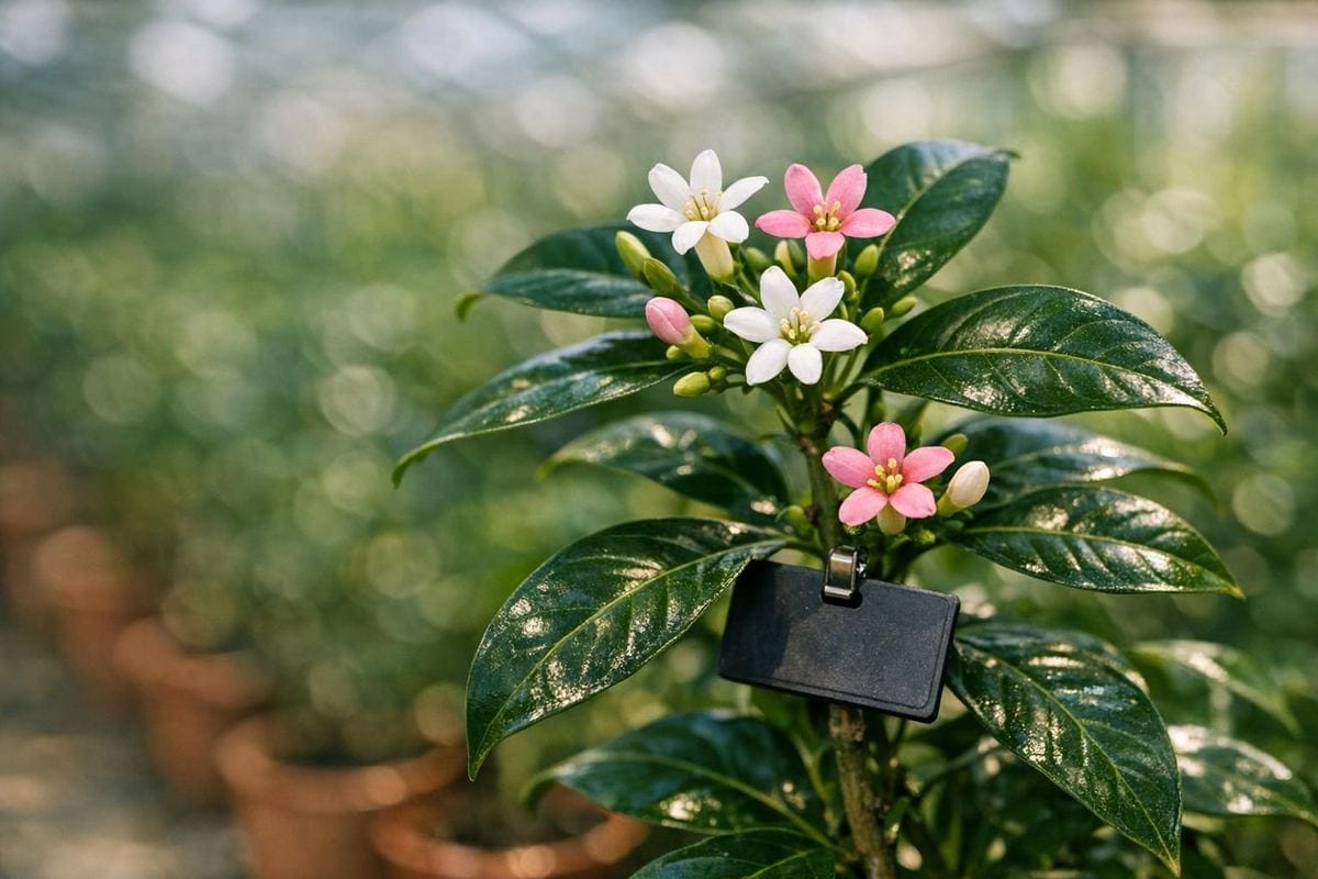 Tabernanthe iboga plant with white flowers, the source of ibogaine used in addiction treatment