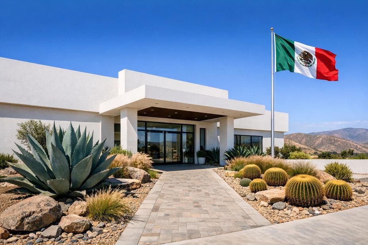 Modern ibogaine treatment clinic exterior in Tijuana, Mexico
