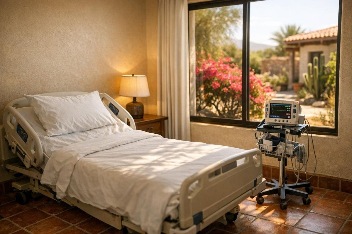 Private ibogaine treatment room at a clinic in Baja California, Mexico